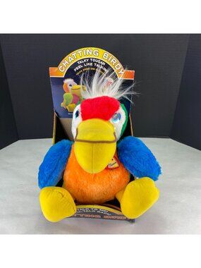 Vintage Toucan Bird Plush Squawks Back with Noise Sensor